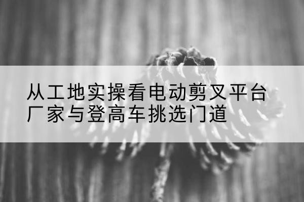 金州电动剪叉升降平台厂家-从工地实操看电动剪叉平台厂家与登高车挑选门道